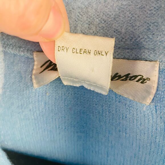 Vintage Norm Thompson Wool Light Baby Blue Cardigan Shacket Medium Preppy Cozy - Picture 4 of 6